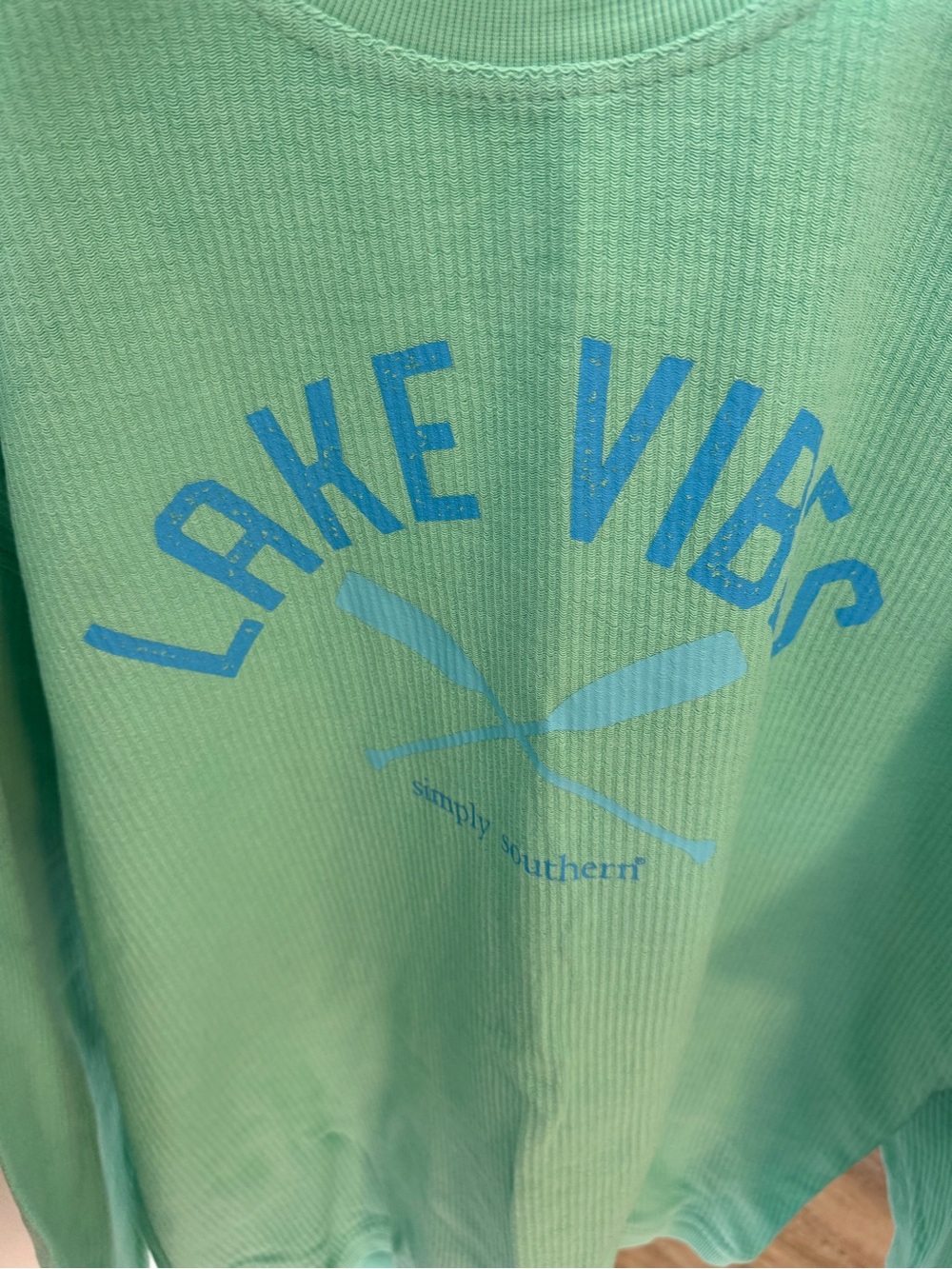 Simply Southern "Lake Vibes" Sweater Long Sleeve Shirt crossed oars size Large - Picture 2 of 8